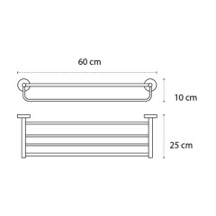 Πετσετοκρεμάστρα με Ραφιέρα Nero Opaco 60cm Uno 962655 Karag