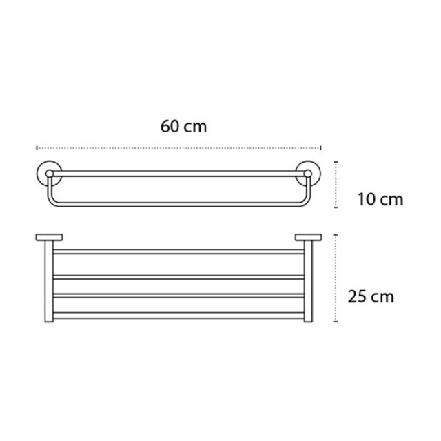 Πετσετοκρεμάστρα με Ραφιέρα Nero Opaco 60cm Uno 962655 Karag
