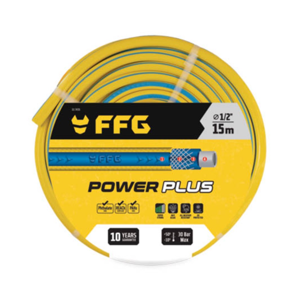 Λάστιχο Ποτίσματος Power Plus Μπλε-Κίτρινο FF GROUP 50m