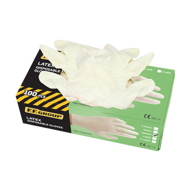Γάντια Λευκά Latex Μιας Χρήσης Χωρίς Πούδρα M 100τμχ