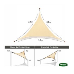 Πανί Σκίασης Τρίγωνο Μπεζ 3.6x3.6x3.6m Grasher Πανί Σκίασης Τρίγωνο Μπεζ 3.6x3.6x3.6m Grasher