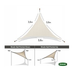 Πανί Σκίασης Τρίγωνο Εκρού 3.6x3.6x3.6m Grasher Πανί Σκίασης Τρίγωνο Εκρού 3.6x3.6x3.6m Grasher