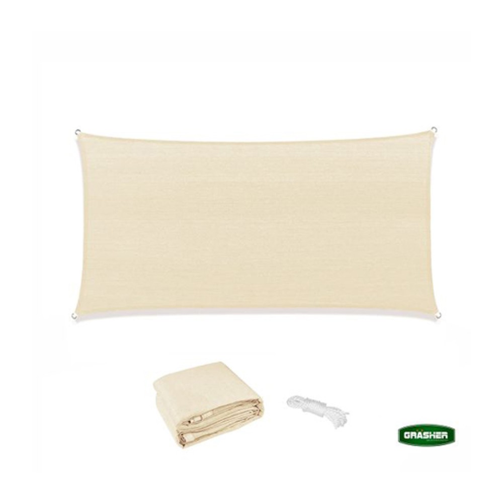 Rectangular Sun Shade Sail Off White 4x6m Grasher