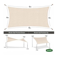 Rectangular Sun Shade Sail Off White 4x6m Grasher