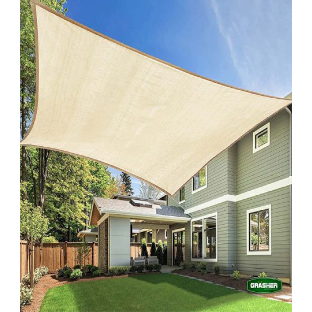Rectangular Sun Shade Sail Off White 4x6m Grasher