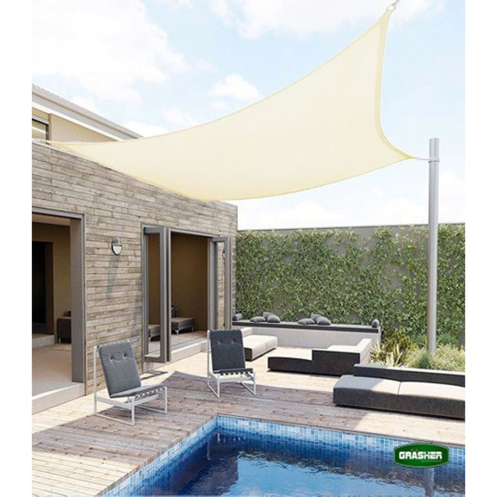 Rectangular Sun Shade Sail Off White 4x6m Grasher