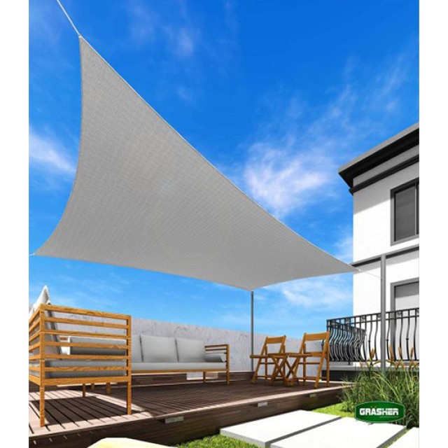 Rectangular Sun Shade Sail Grey 4x6m Grasher