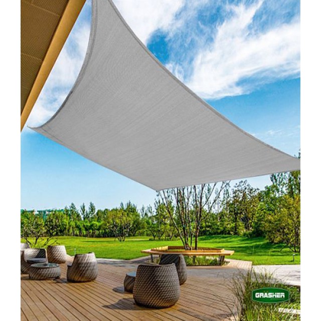 Rectangular Sun Shade Sail Grey 4x6m Grasher