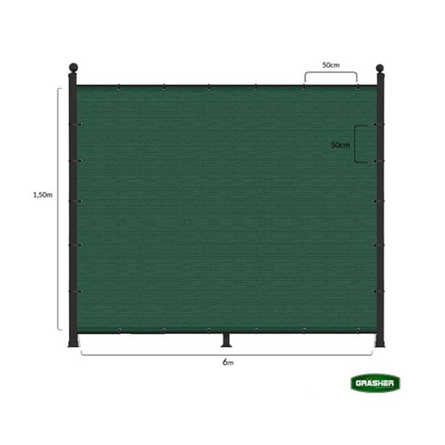 Balcony Protective Screen Green 1.50x6m Grasher