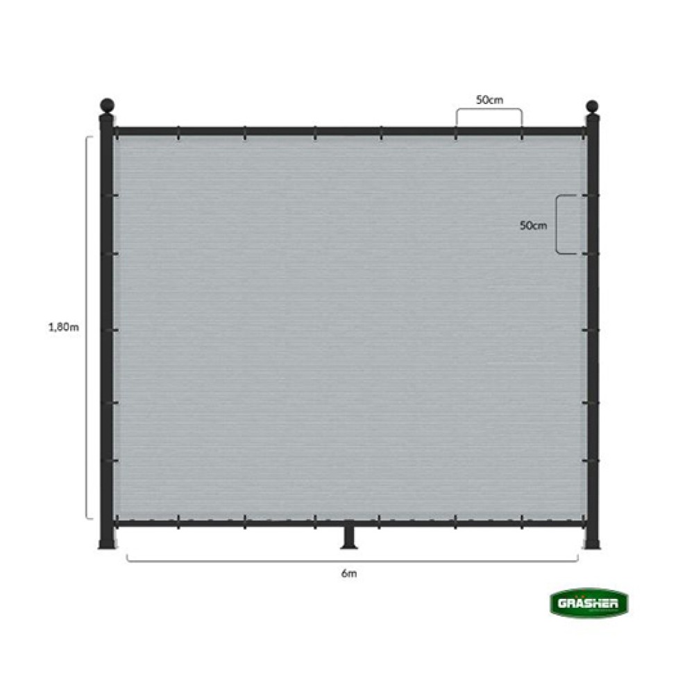Διαχωριστικό Σκίασης Γκρι 1.80x6m Grasher