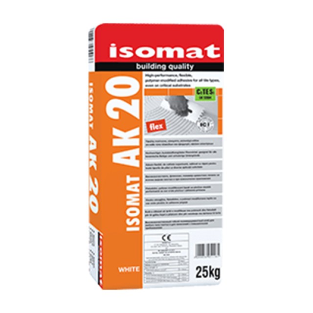 Κόλλα Πλακιδίων Λευκή AK-20 25kg Isomat