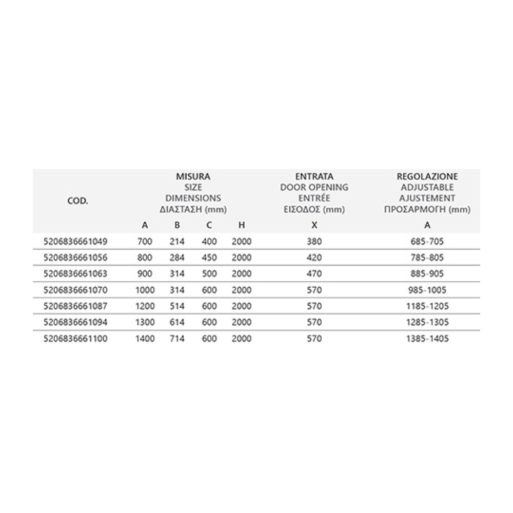 Καμπίνα Ντους Ανοιγόμενη Διάφανη Nero 80x200cm Tinos 400 Karag