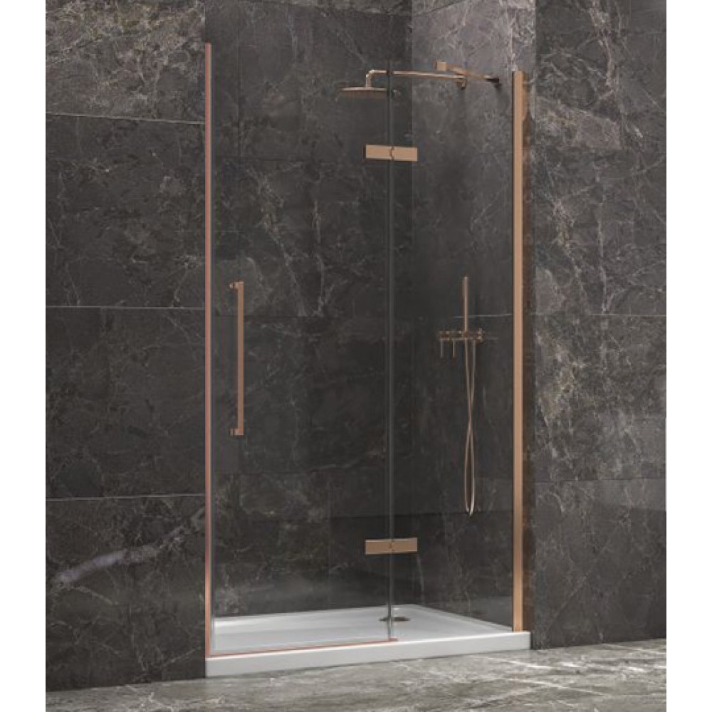 Καμπίνα Ντους Ανοιγόμενη Διάφανη Rose Gold 90x200cm Tinos 400 Karag