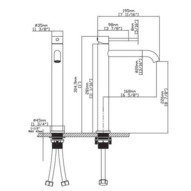Μπαταρία Νιπτήρα Ψηλή Rose Gold Artemis Karag