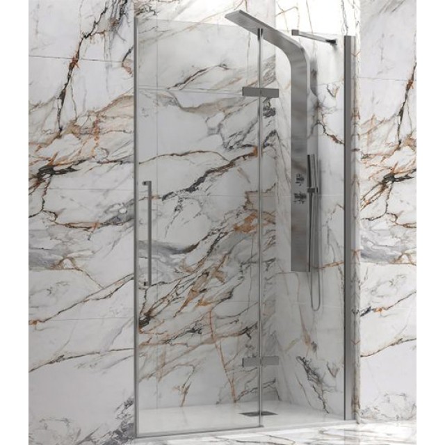 Καμπίνα Ντους Ανοιγόμενη Διάφανη Brushed Inox 90x200cm Tinos 400 Karag