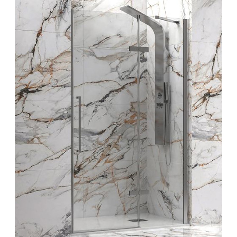 Καμπίνα Ντους Ανοιγόμενη Διάφανη Brushed Inox 100x200cm Tinos 400 Karag