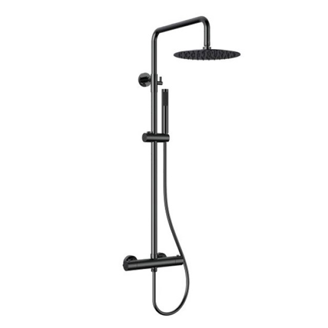 Στήλη Ντους Θερμοστατική Artemis Nero SC418M1231 Black Matt με Κεφαλή, Τηλέφωνο και Σπιράλ Karag