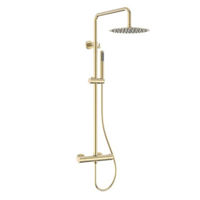 Στήλη Ντους Θερμοστατική Artemis Oro SC418M1243 Gold με Κεφαλή, Τηλέφωνο και Σπιράλ Karag
