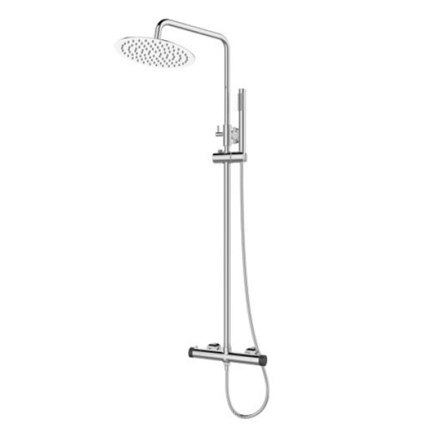 Στήλη Ντους Θερμοστατική Joan Marmo Nero 299P12-624A-MN Black Chrome με Κεφαλή, Τηλέφωνο και Σπιράλ Karag