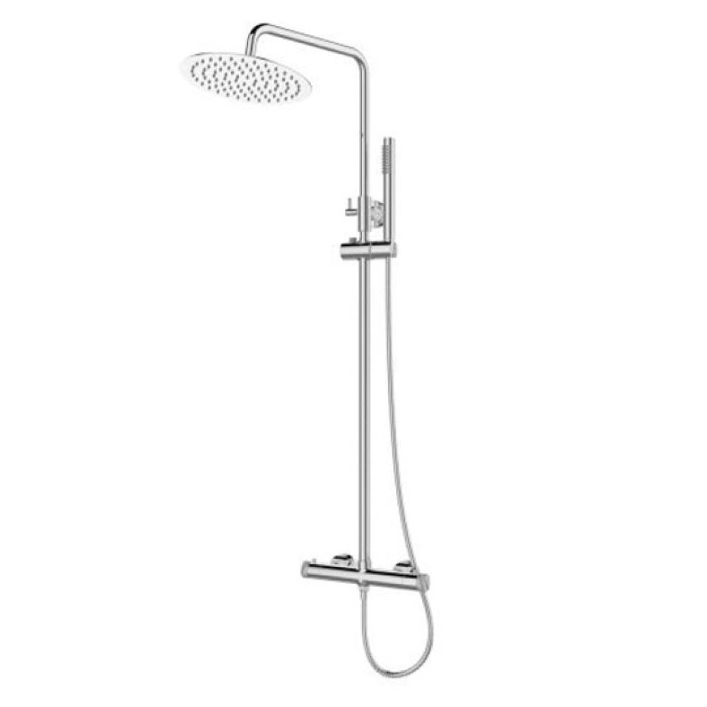 Στήλη Ντους Θερμοστατική Joan Marmo Bianco 299P12-624A-MB White Chrome με Κεφαλή, Τηλέφωνο και Σπιράλ Karag
