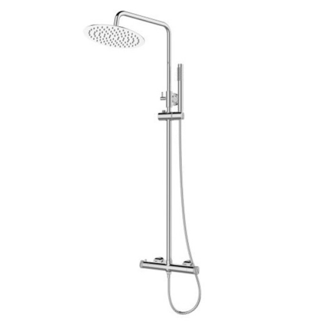 Στήλη Ντους Θερμοστατική Joan Marmo Bianco 299P12-624A-MB White Chrome με Κεφαλή, Τηλέφωνο και Σπιράλ Karag
