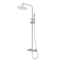 Στήλη Ντους Θερμοστατική Joan Brass Pattern 299P12-624A-BP Chrome με Κεφαλή, Τηλέφωνο και Σπιράλ Karag