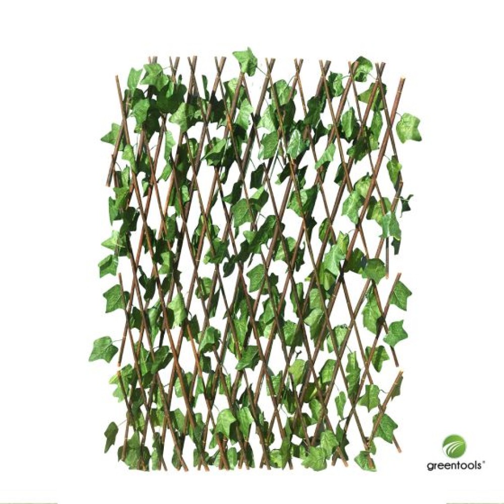 Dark Green Synthetic Foliage with Wooden Trellis 1×2 m Green Tools