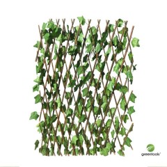 Dark Green Synthetic Foliage with Wooden Trellis 1×2 m Green Tools