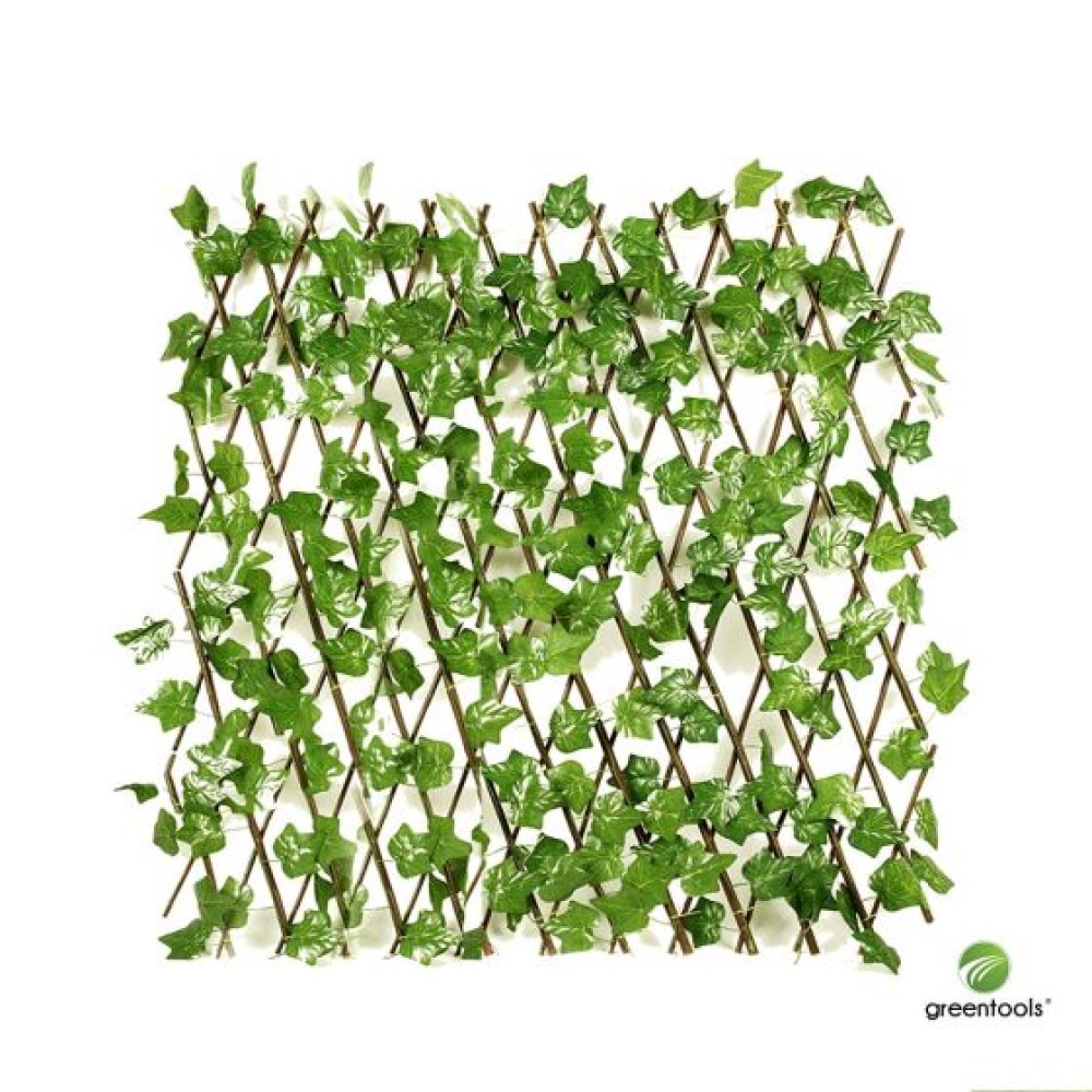 Dark Green Synthetic Foliage with Wooden Trellis 1×2 m Green Tools