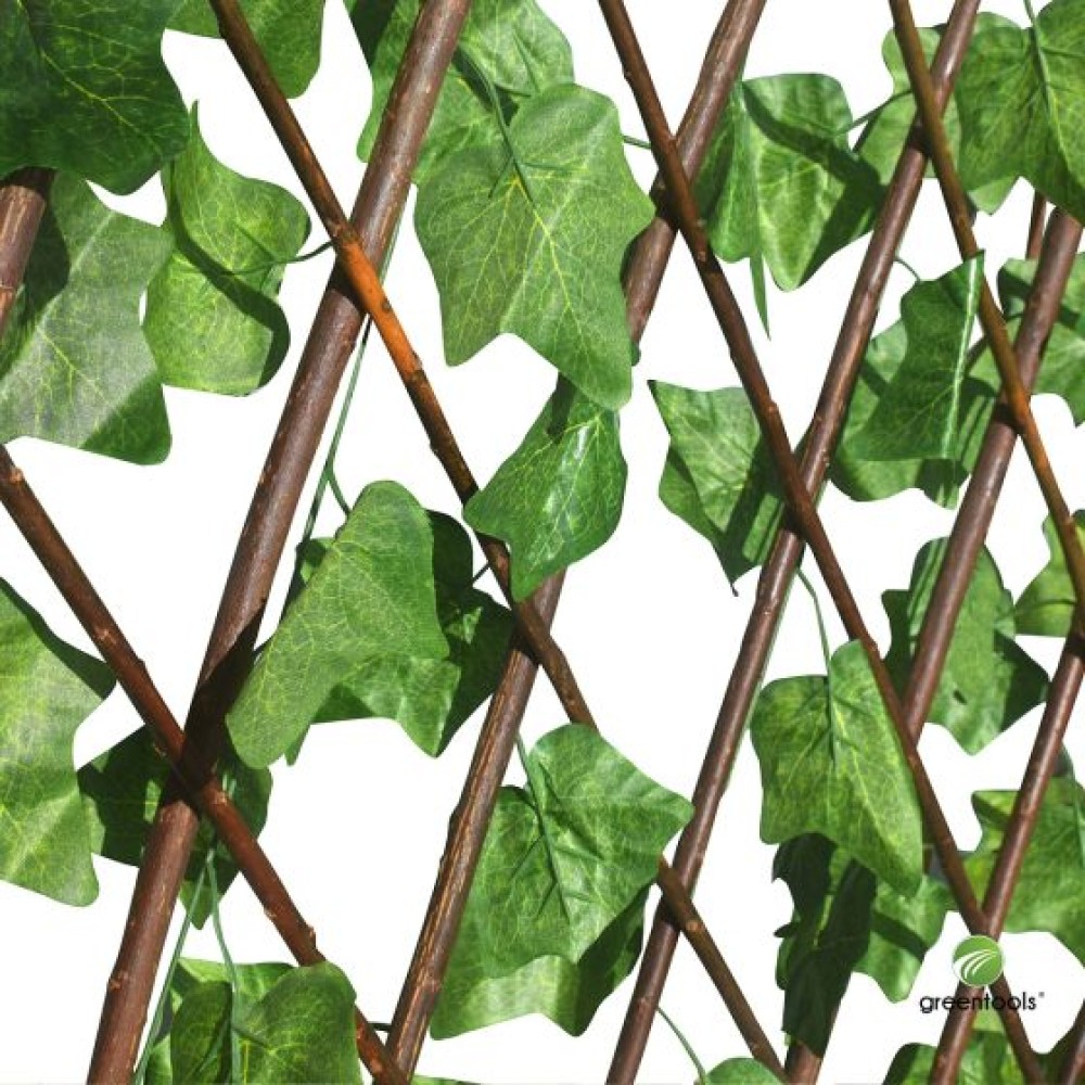 Dark Green Synthetic Foliage with Wooden Trellis 1×2 m Green Tools