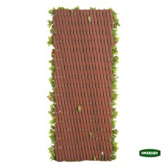 Green Synthetic Foliage with Pink Flowers PVC Trellis 0.90×1.80m Grasher