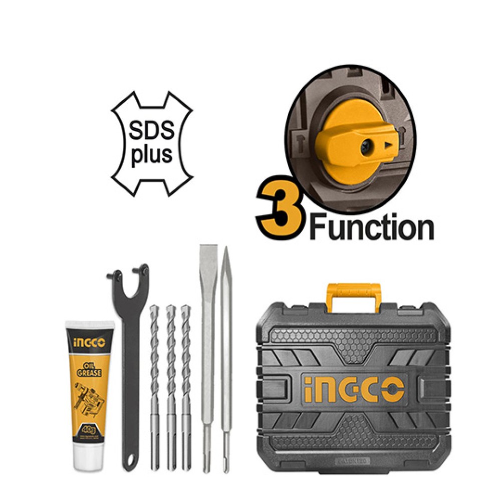 Πιστολέτο Περιστροφικό Κρουστικό Ηλεκτρικό 1500W SDS Plus Ingco