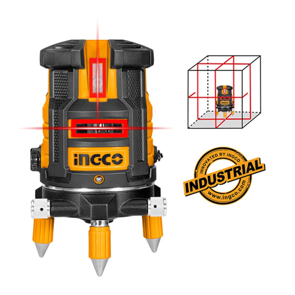 Αυτοαλφαδιαζόμενο Laser Σταυρού με 5 Κόκκινες Δέσμες Ingco