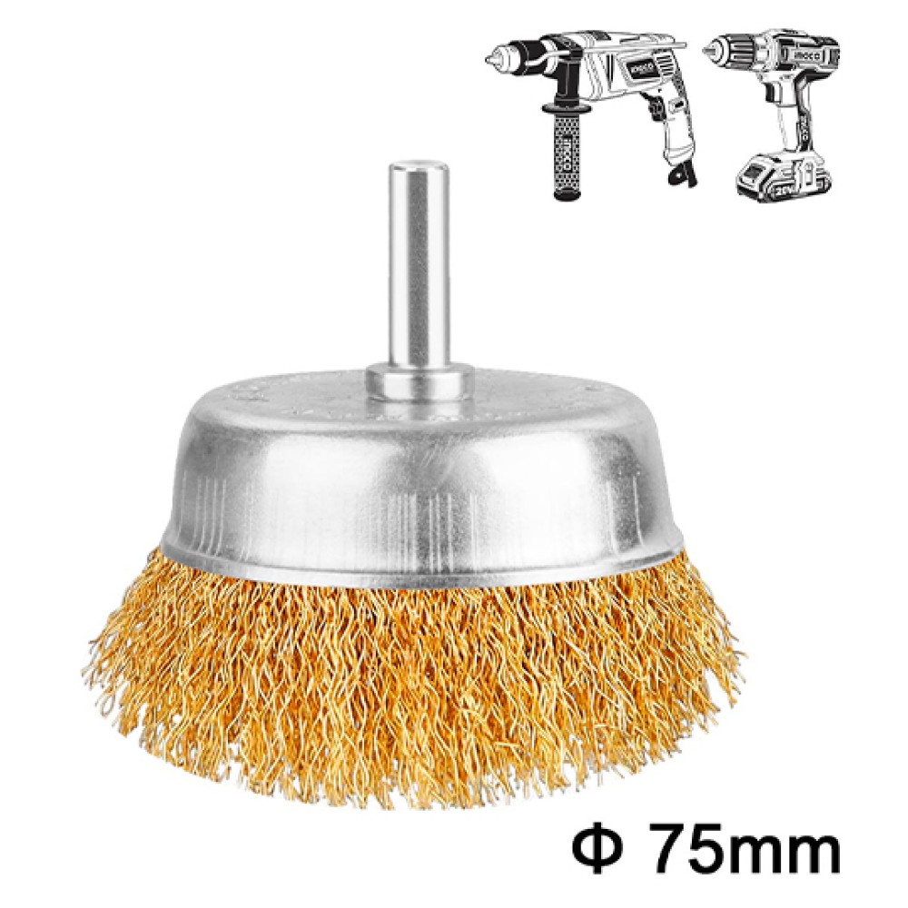 Wire Brush With 75mm Shaft For Drill Ingco