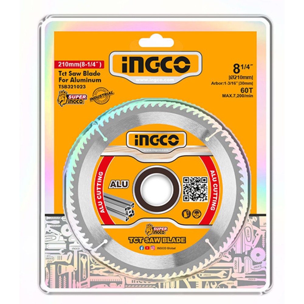 Δίσκος Κοπής Ξύλου & Αλουμινίου 210mm Ingco Δίσκος Κοπής Ξύλου & Αλουμινίου 210mm Ingco