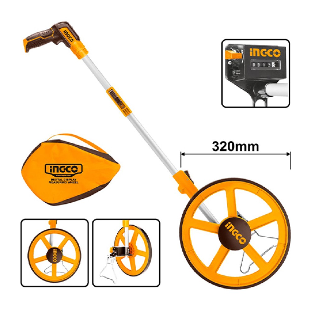 Μετρητής Αποστάσεων Αναλογικός Ρόδα 0-9999.9m Ingco