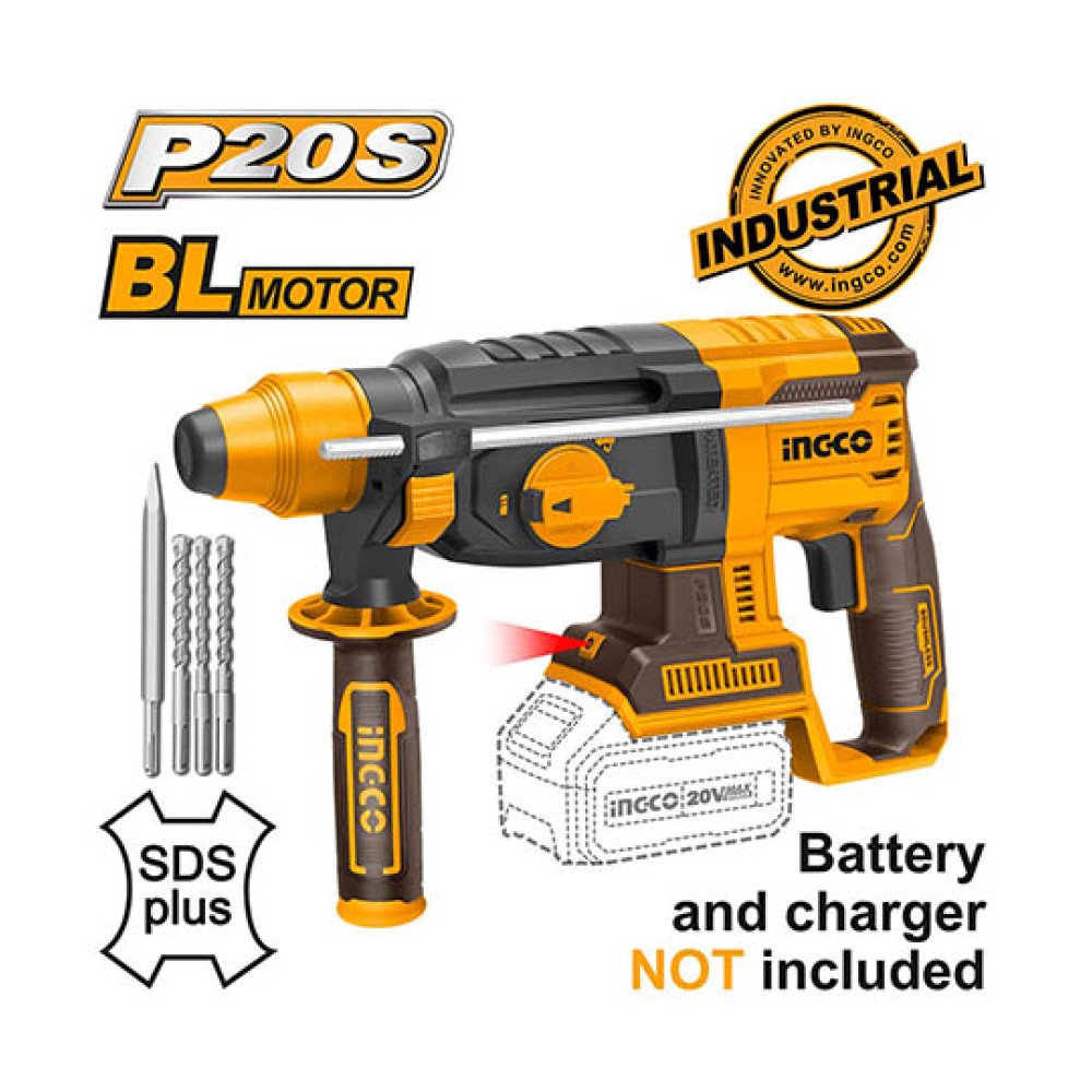 Cordless Rotary Hammer Drill 20V Li-Ion Ingco SOLO