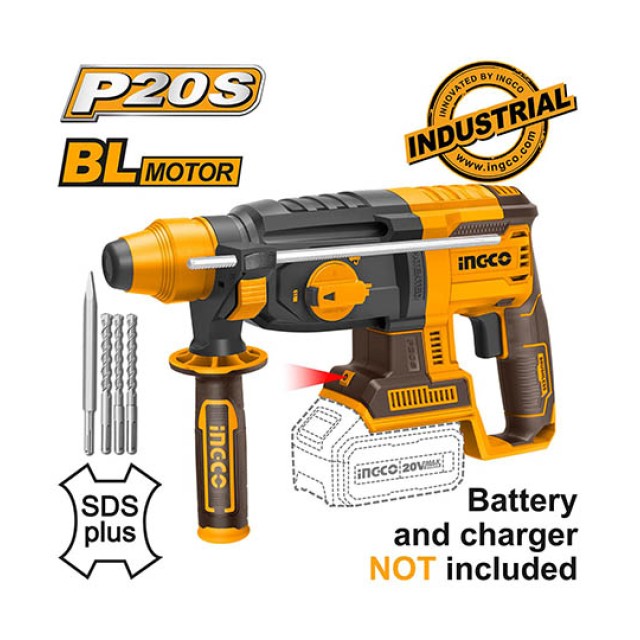 Cordless Rotary Hammer Drill 20V Li-Ion Ingco SOLO