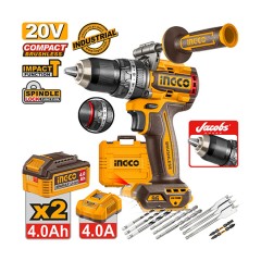 Κρουστικό Δραπανοκατσάβιδο Compact Μπαταρίας CIDLI209686E 20V Li-Ion 96Nm με Jacobs Τσοκ Ingco