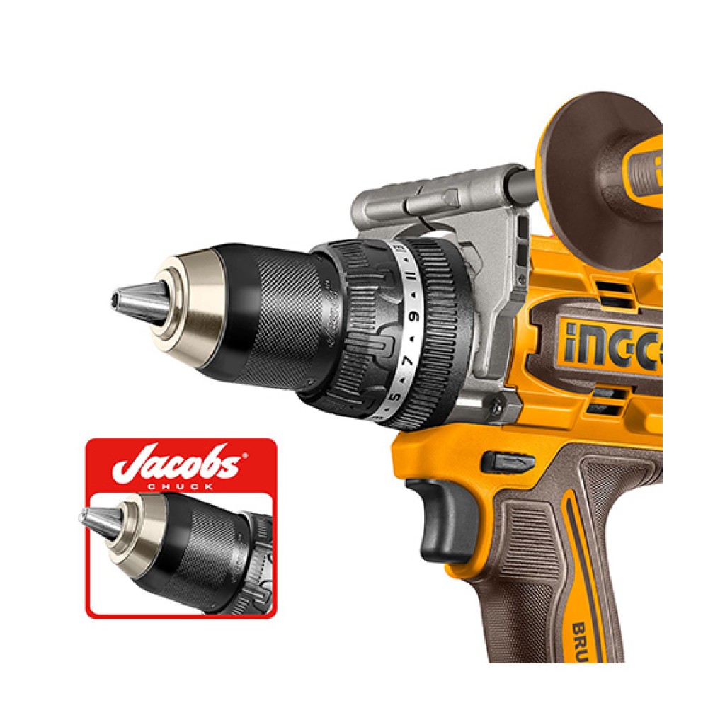 Cordless Compact Impact Drill Driver CIDLI201668E 20V Li-Ion 166Nm with Jacobs Chuck Ingco