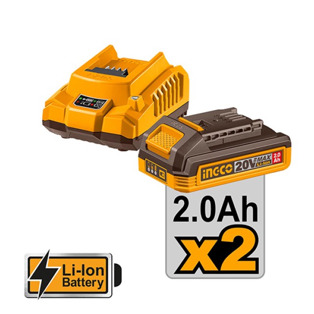 Σετ Εργαλεία Μπαταρίας Compact 2τμχ 20V Li-Ion Ingco