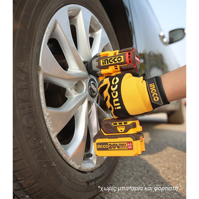 Μπουλονόκλειδο Κρουστικό Μπαταρίας 20V Li-Ion 500-650Nm Ingco SOLO 