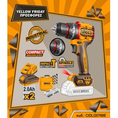 Δραπανοκατσάβιδο Κρουστικό Compact Μπαταρίας CIDLI20768E Ingco