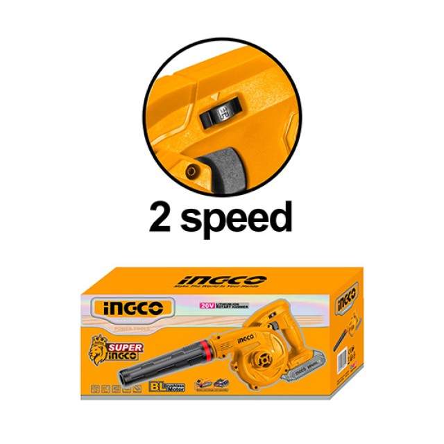 Cordless Blower 20V Li-Ion SOLO 2 Speed Ingco