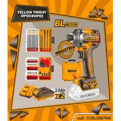 Σετ Κατσαβίδι Παλμικό Μπαταρίας COSLI250784E Ingco