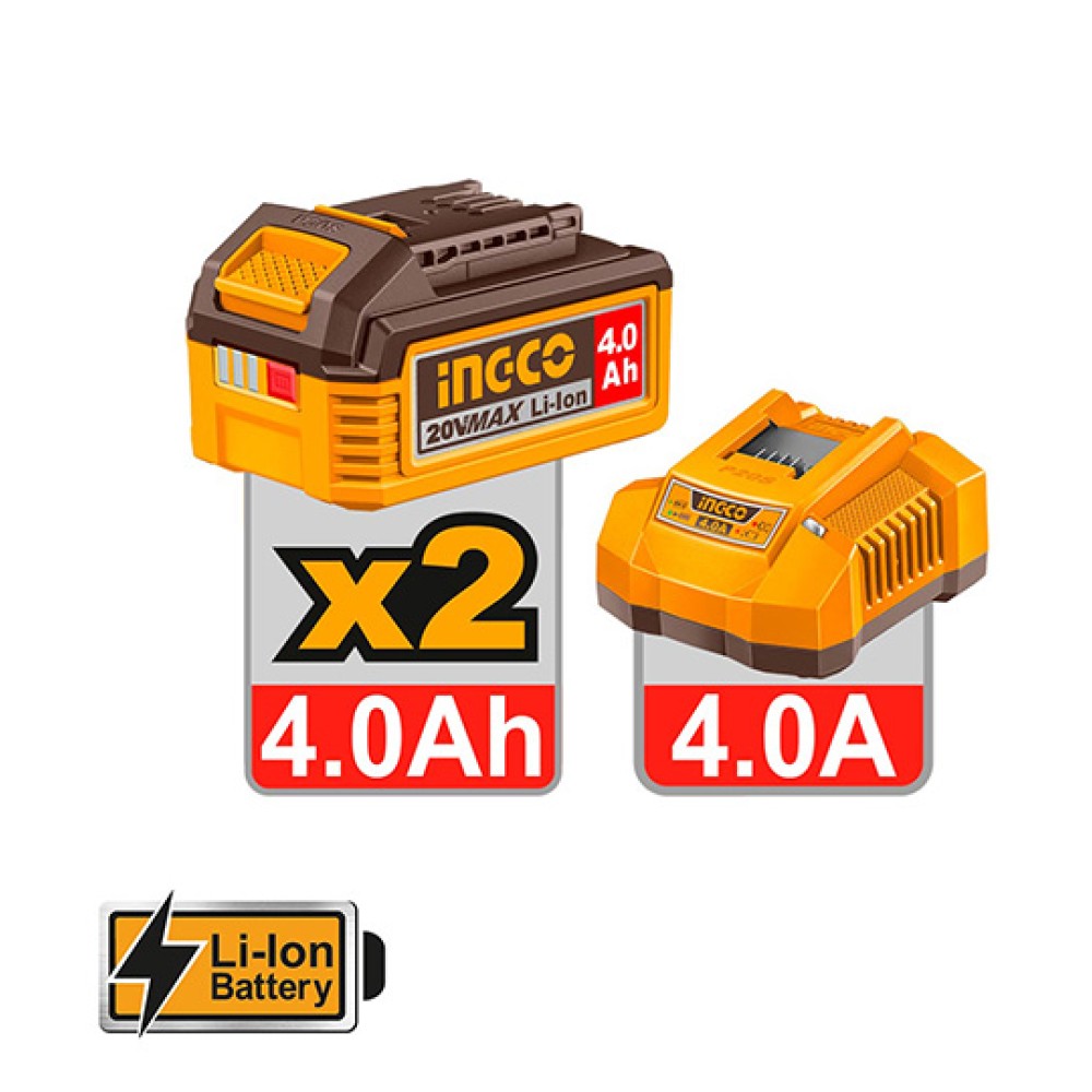 Σετ Εργαλεία Μπαταρίας Compact 20V Li-Ion 5τμχ - Δώρο Εργαλειοθήκη Ingco