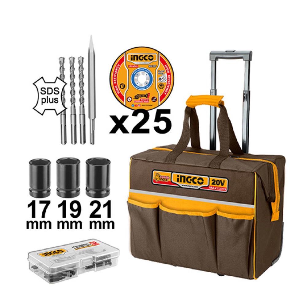 Σετ Εργαλεία Μπαταρίας Compact 20V Li-Ion 5τμχ - Δώρο Εργαλειοθήκη Ingco