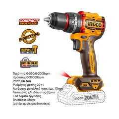 Σετ Εργαλεία Compact Μπαταρίας 20V Li-Ion 2τμχ CKLI20286E Ingco