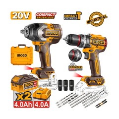 Σετ Εργαλεία Μπαταρίας 20V Li-Ion 2τμχ COSLI250586E Ingco
