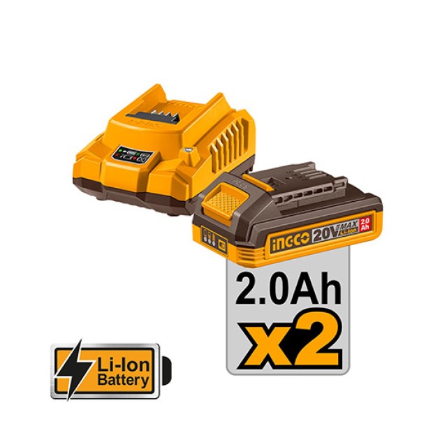 Σετ Εργαλεία Μπαταρίας 20V Li-Ion 2τμχ CKLI20277E Ingco